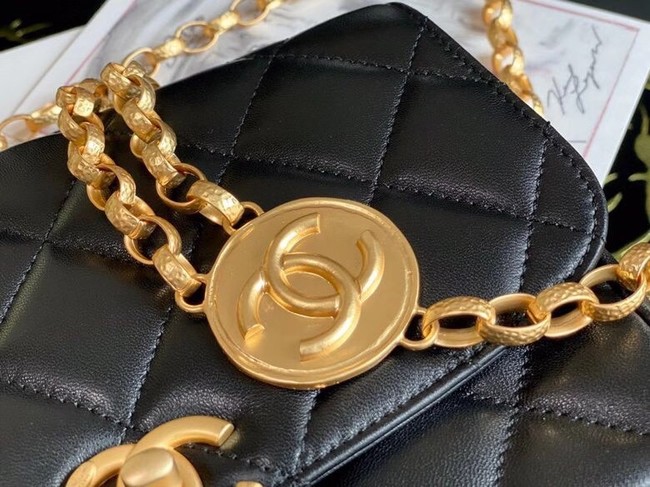 Chanel small flap bag Lambskin & Gold-Tone Metal AS2189 black