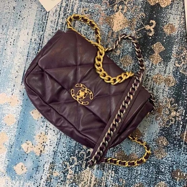 Chanel 19 flap bag AS1160 deep purple