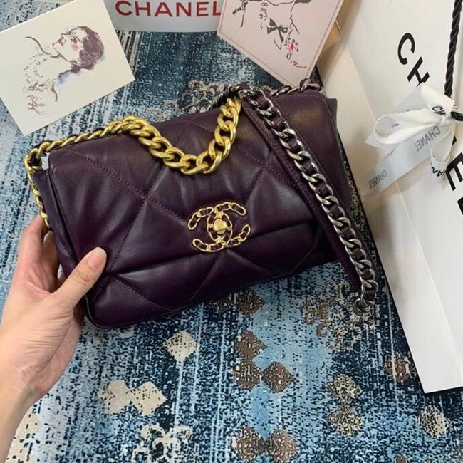 Chanel 19 flap bag AS1160 deep purple