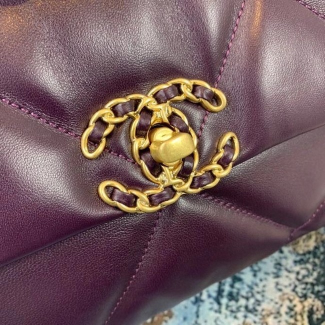 Chanel 19 flap bag AS1161 deep purple