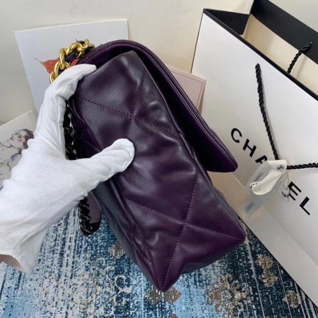 Chanel 19 flap bag AS1162 deep purple