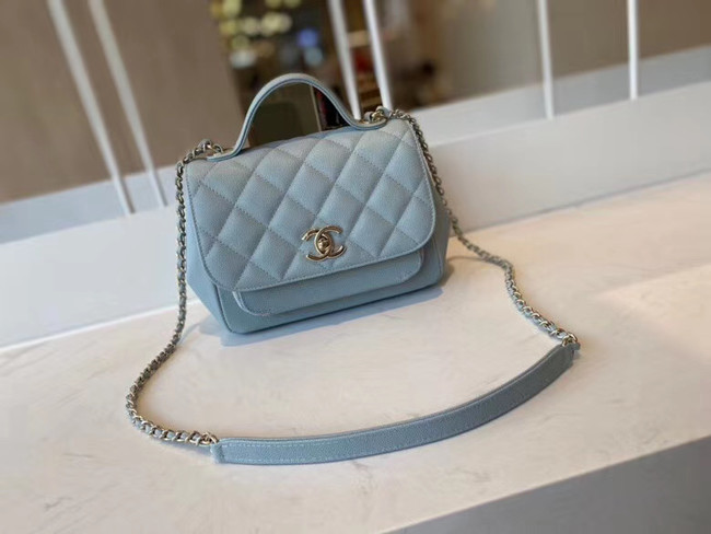 Chanel small flap bag Calfskin & Gold-Tone Metal A93749 light blue