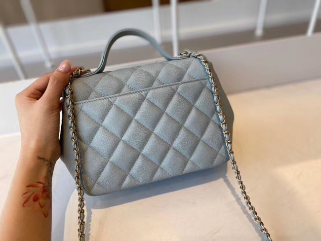 Chanel small flap bag Calfskin & Gold-Tone Metal A93749 light blue