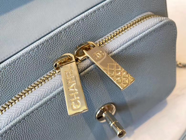 Chanel small flap bag Calfskin & Gold-Tone Metal A93749 light blue