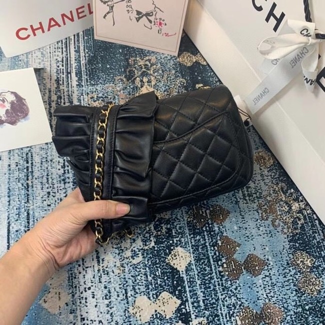 Chanel small flap bag Lambskin & Gold-Tone Metal AS2203 black