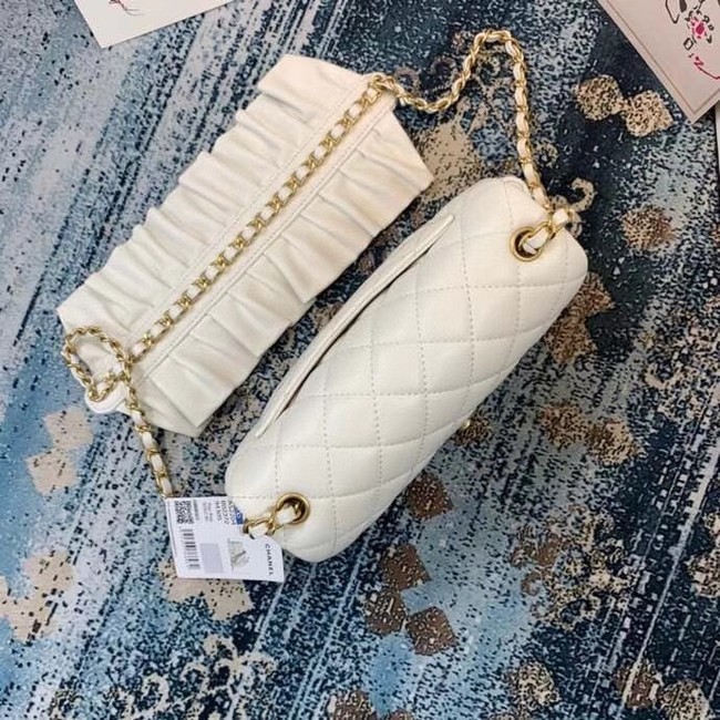 Chanel small flap bag Lambskin & Gold-Tone Metal AS2204 white