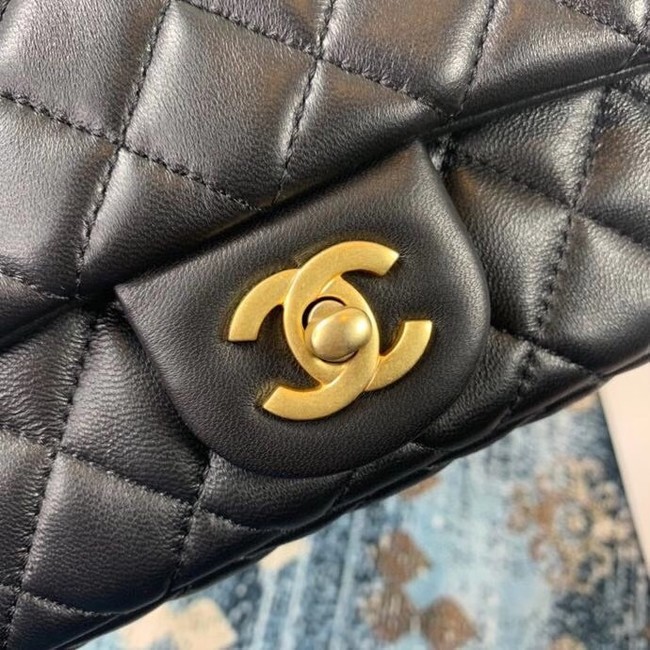 Chanel small flap bag Lambskin & Gold-Tone Metal AS2204 black