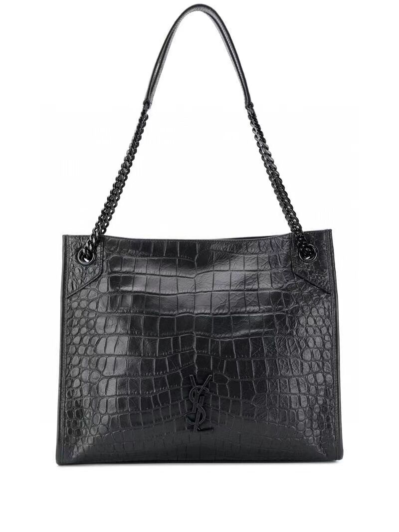 SAINT LAURENT NIKI MEDIUM SHOPPING BAG IN CRINKLED LEATHER Y577999 black