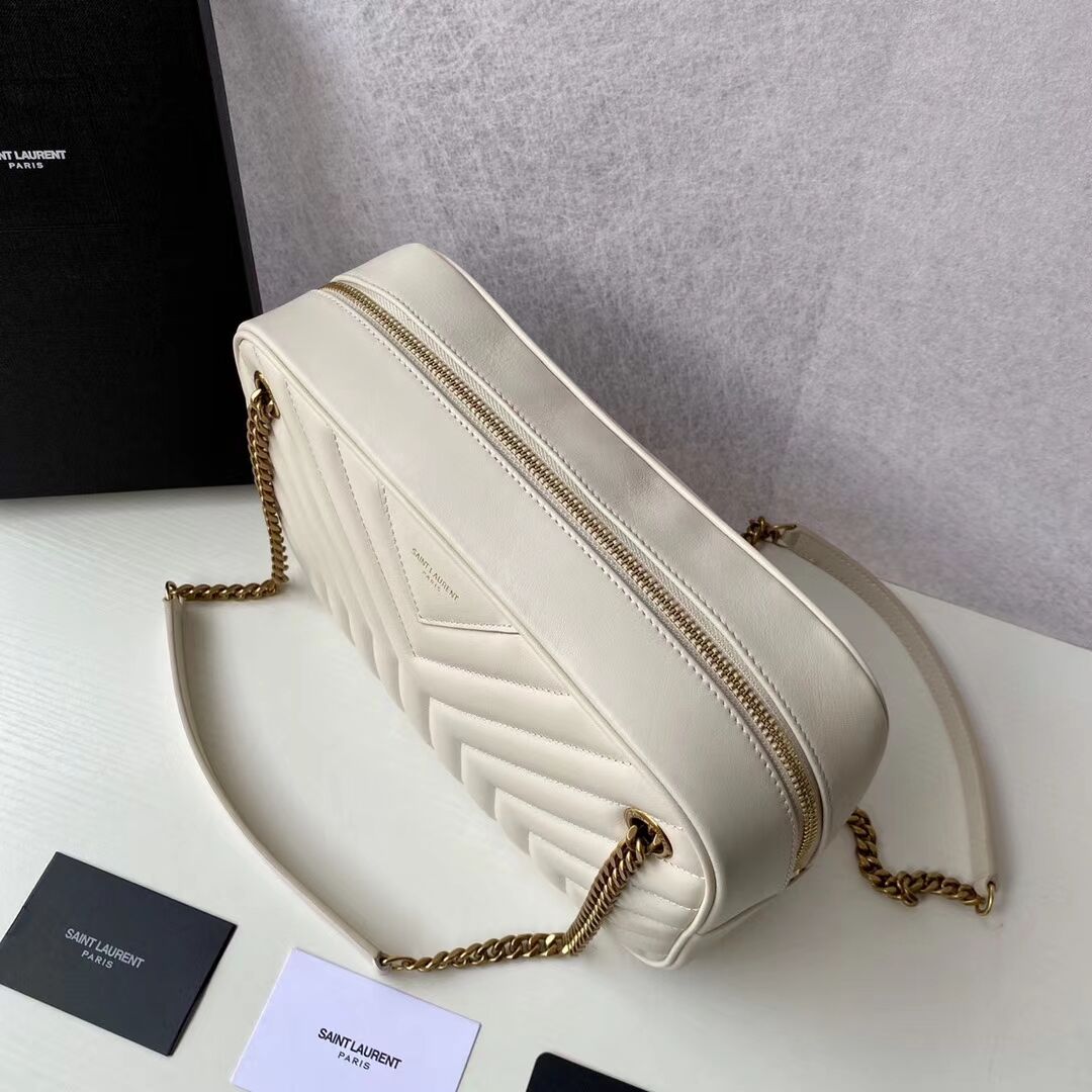 Yves Saint Laurent Calfskin Leather Shoulder Bag Y625386 white