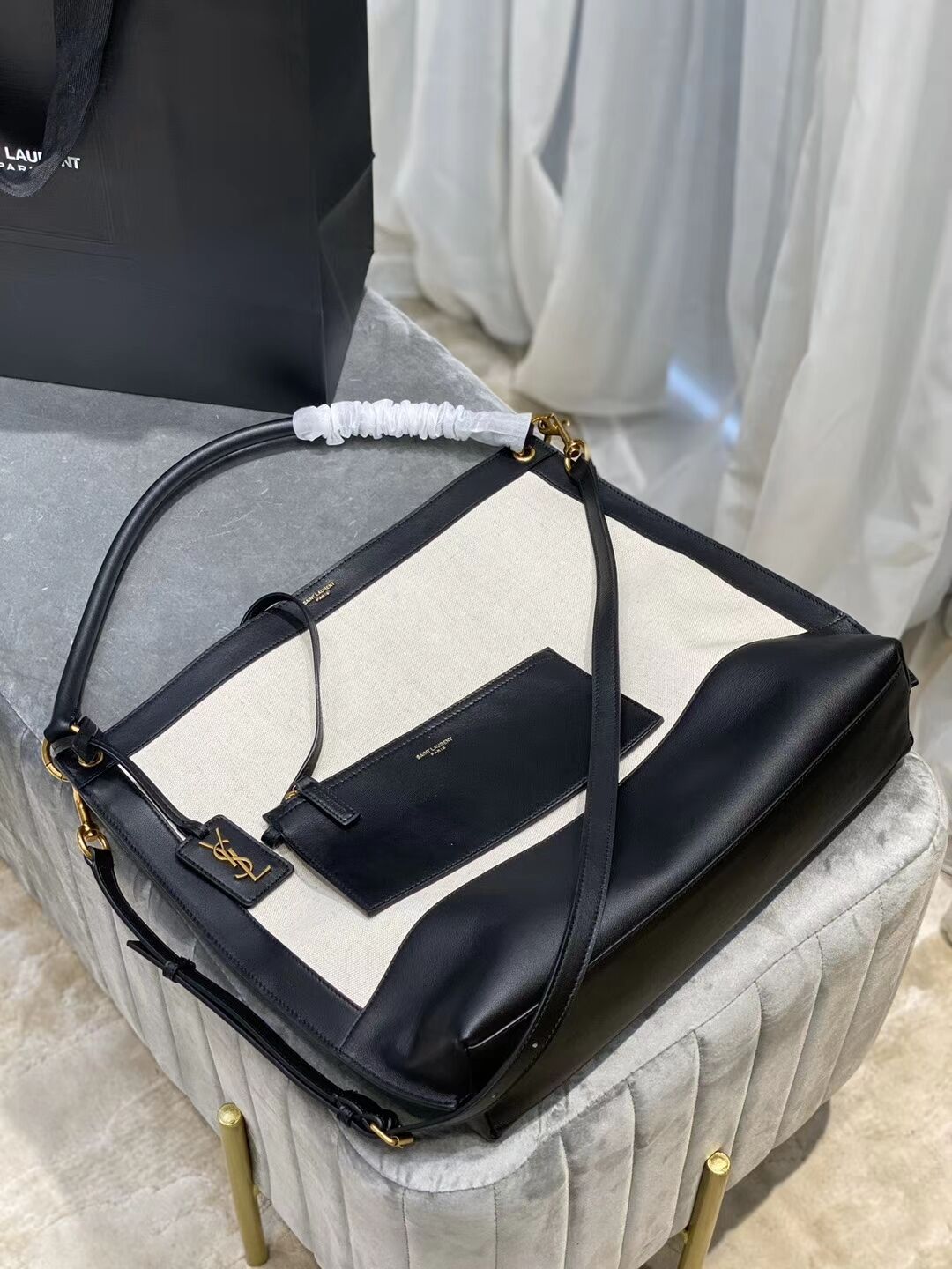 Yves Saint Laurent IN CANVAS AND LEATHER Y635266 black