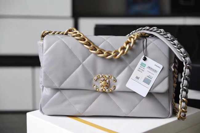 Chanel 19 flap bag AS1161 grey