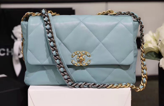 Chanel 19 flap bag AS1161 light blue