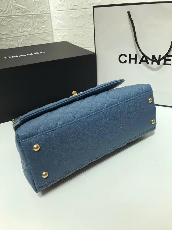 Chanel flap bag with Burgundy top handle A92991 Blue