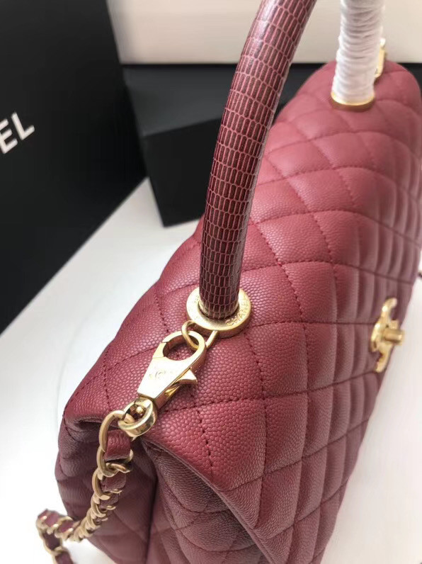 Chanel flap bag with Burgundy top handle A92991 Burgundy