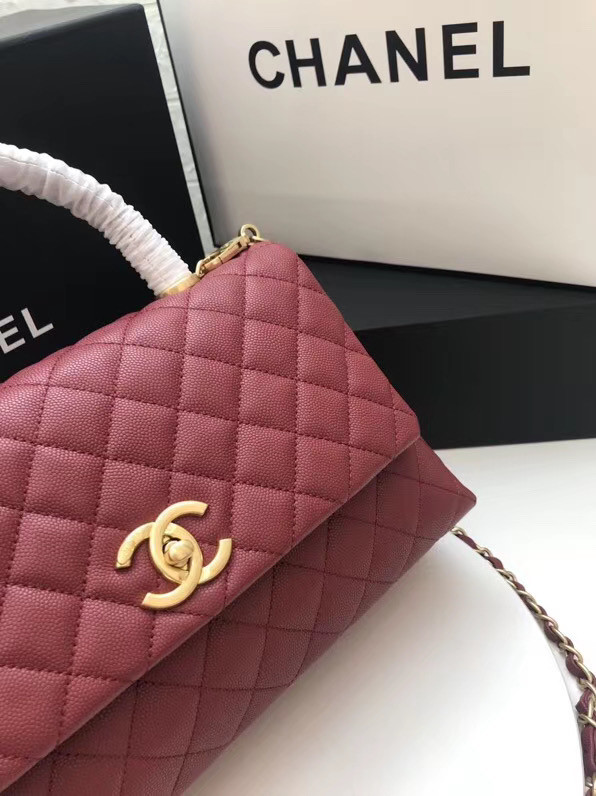 Chanel flap bag with Burgundy top handle A92991 Burgundy