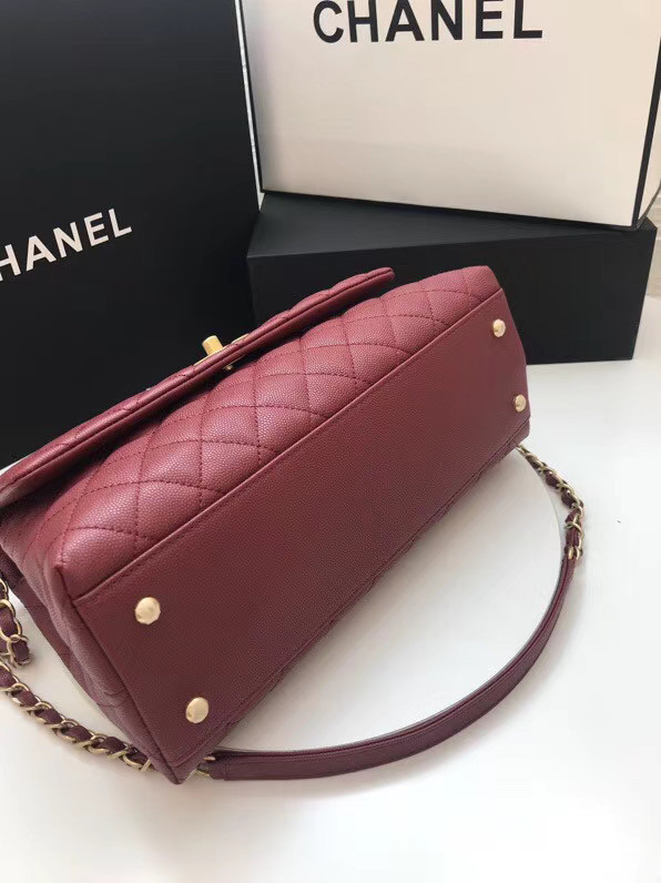 Chanel flap bag with Burgundy top handle A92991 Burgundy