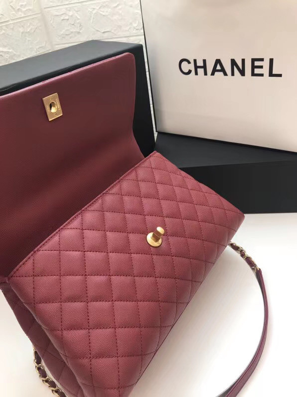 Chanel flap bag with Burgundy top handle A92991 Burgundy