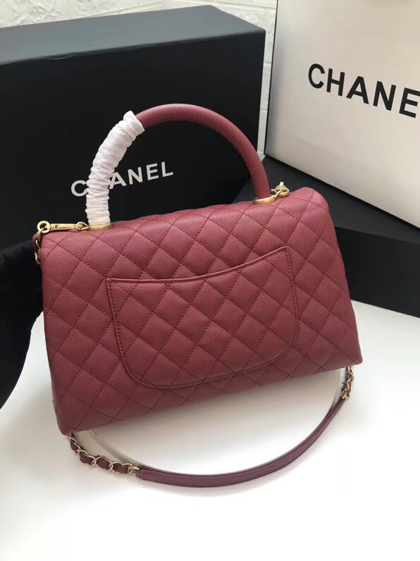 Chanel flap bag with top handle A92991 Burgundy