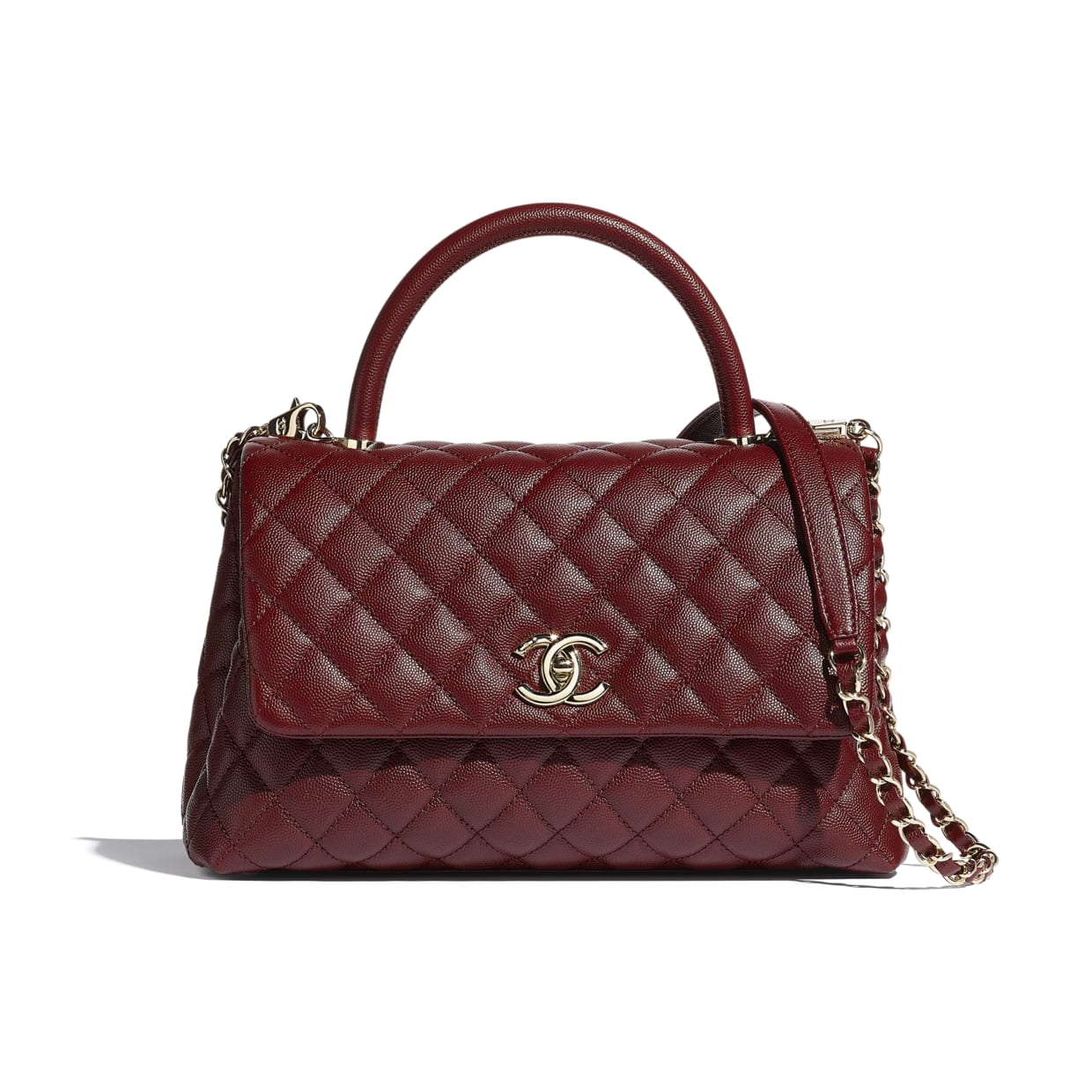 Chanel flap bag with top handle A92991 Burgundy