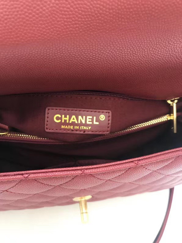 Chanel flap bag with top handle A92991 Burgundy