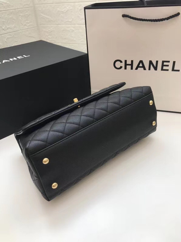 Chanel flap bag with top handle A92991 black