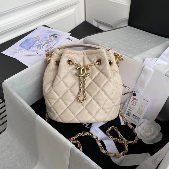 Chanel Drawstring Sheepskin bag AS2057 Beige