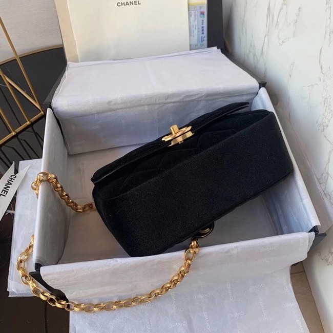 Chanel flap bag velvet & Gold-Tone Metal AS2222 black