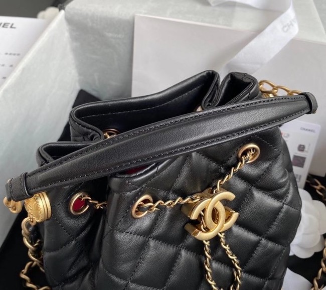 Chanel Drawstring Sheepskin bag AS2057 black