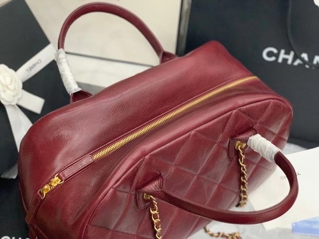 Chanel bowling bag Calfskin & Gold-Tone Metal AS8396 Burgundy