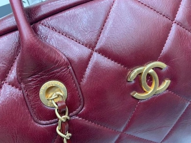 Chanel bowling bag Calfskin & Gold-Tone Metal AS8396 Burgundy