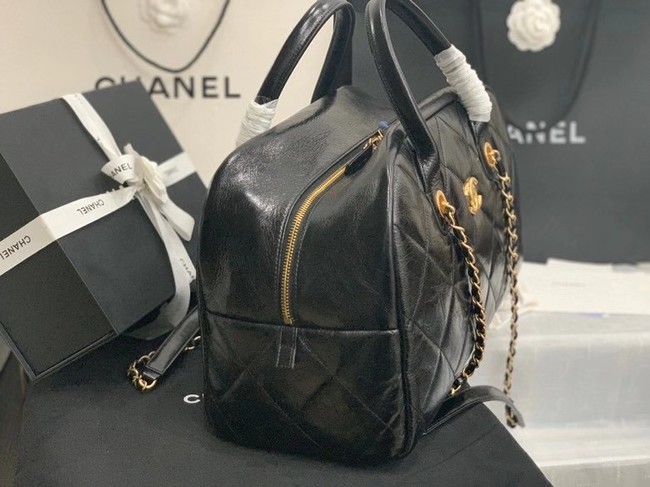 Chanel bowling bag Calfskin & Gold-Tone Metal AS8396 black