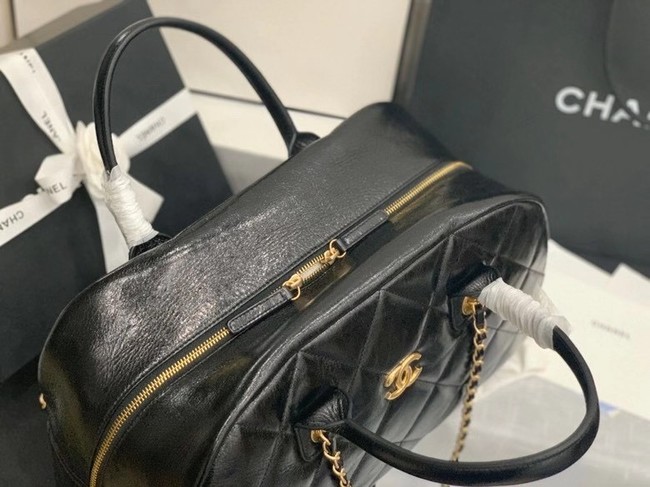 Chanel bowling bag Calfskin & Gold-Tone Metal AS8396 black