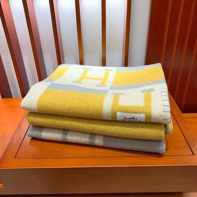 Hermes Lambswool & Cashmere Shawl & Blanket 71155 yellow