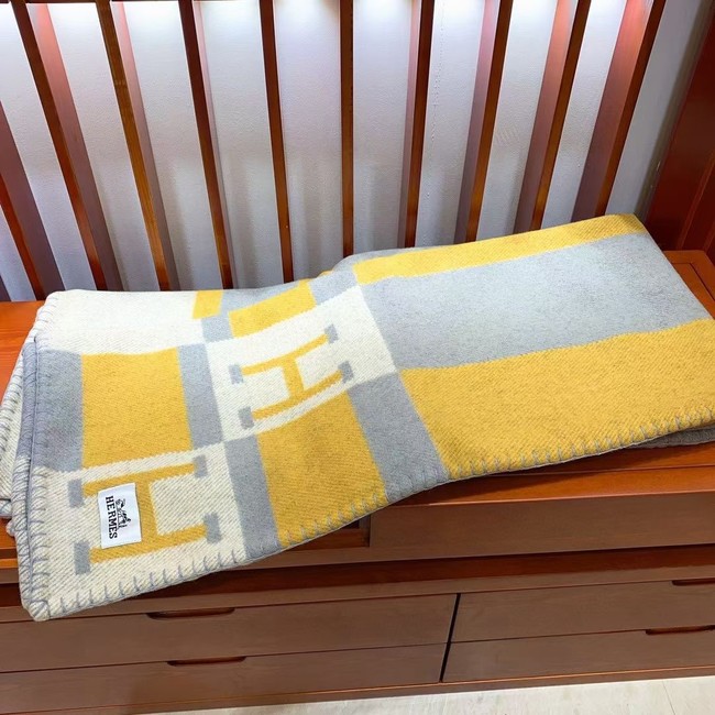 Hermes Lambswool & Cashmere Shawl & Blanket 71155 yellow