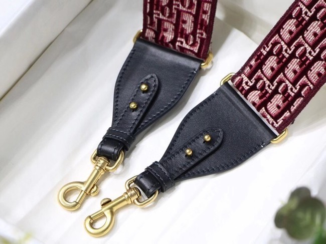 Dior Oblique Embroidered Velvet SHOULDER STRAP S8540CWVF-3 Burgundy