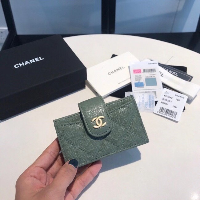 Chanel card holder AS0342 blackish green