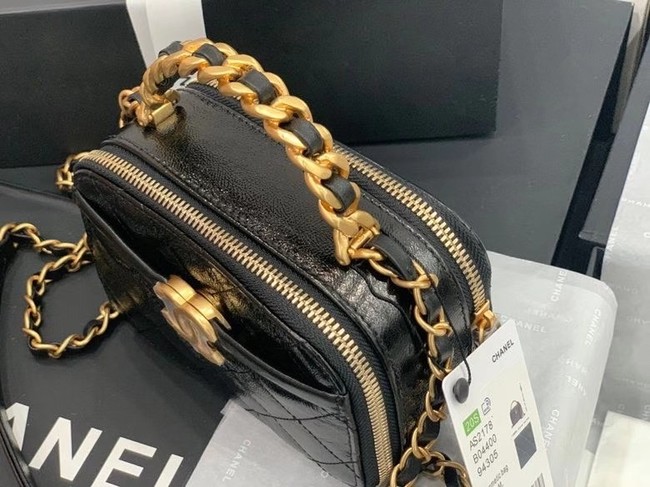 Chanel minil tote bag Sheepskin & Gold-Tone Metal AS2179 black