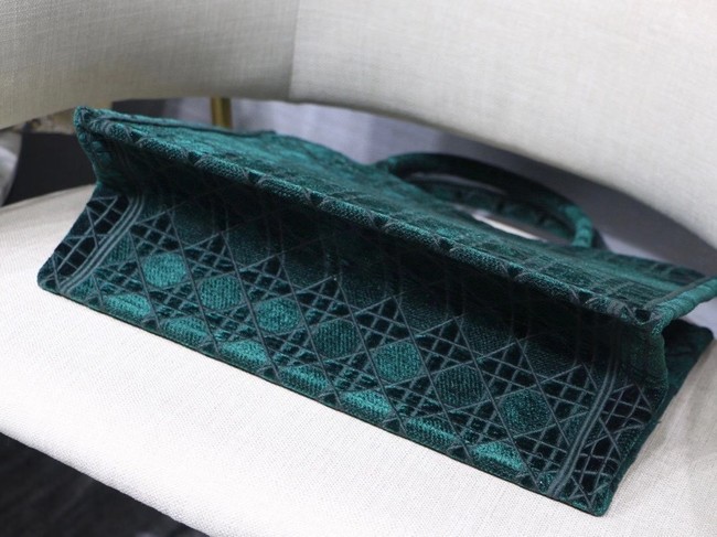 DIOR BOOK TOTE green Cannage Embroidered Velvet M1287Z