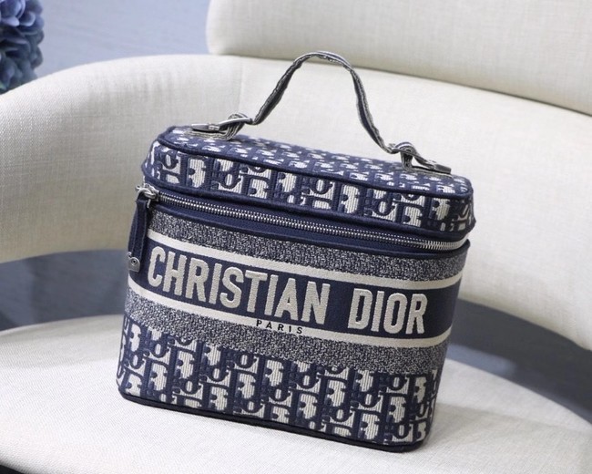 Dior Oblique Embroidered DIORTRAVEL VANITY CASE S5480 Blue