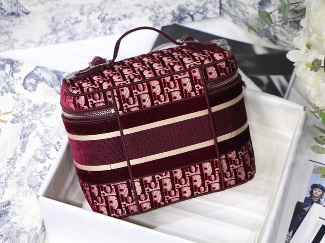 DIOR Oblique Jacquard cosmetic bag S5488 Burgundy