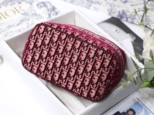 DIOR Oblique Jacquard cosmetic bag S5488 Burgundy