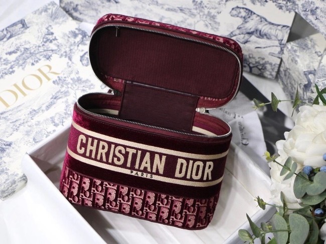 DIOR Oblique Jacquard cosmetic bag S5488 Burgundy