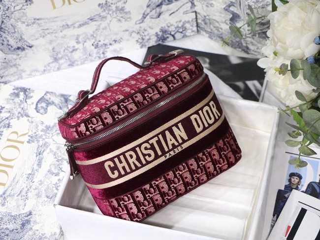 DIOR Oblique Jacquard cosmetic bag S5488 Burgundy