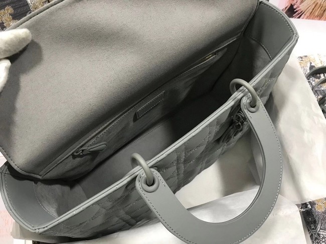 LARGE LADY DIOR BAG Gray Ultramatte Cannage Calfskin M0566SL