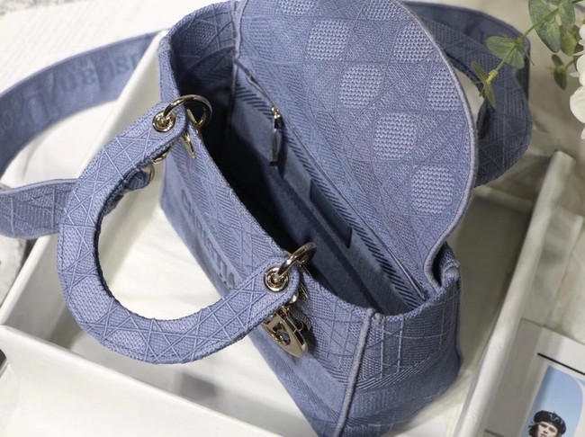 MEDIUM LADY D-LITE BAG Denim Blue Cannage Embroidery M0565OR