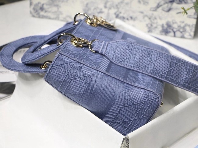 MEDIUM LADY D-LITE BAG Denim Blue Cannage Embroidery M0565OR