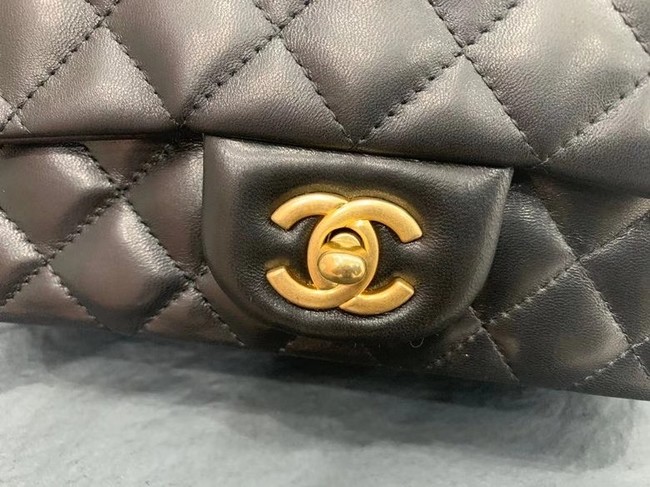 Chanel small tote bag Sheepskin & Gold-Tone Metal AS8816 black