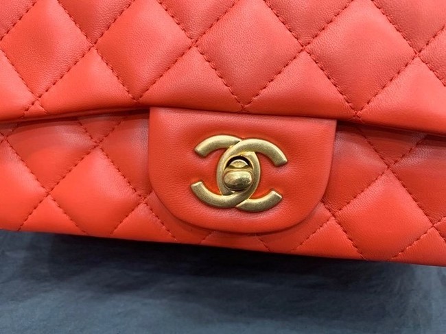 Chanel small tote bag Sheepskin & Gold-Tone Metal AS2431 red