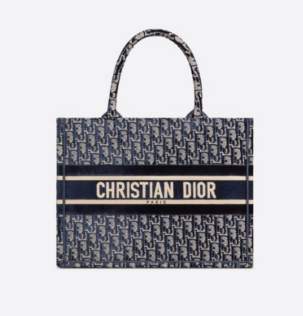 SMALL DIOR BOOK TOTE blue Dior Oblique Embroidered Velvet M1287Z