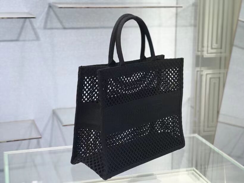 DIOR BOOK TOTE Black Mesh Embroidery M1286ZW